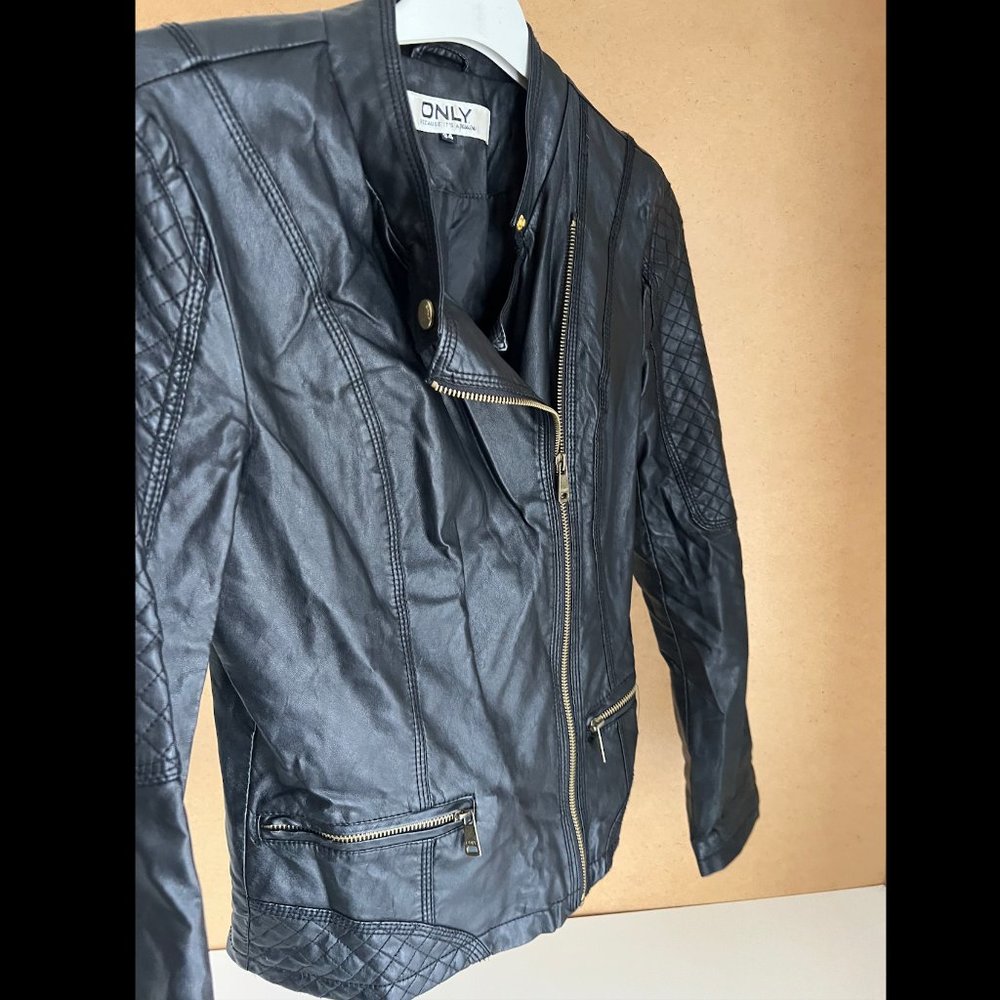 ONLY Faux Leather Jacket With Gold Zippers
